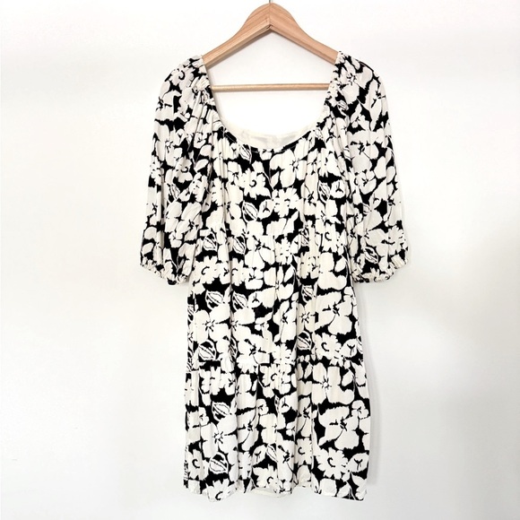 Sanctuary Black and White Puff Sleeve Mini Dress - Picture 6 of 10